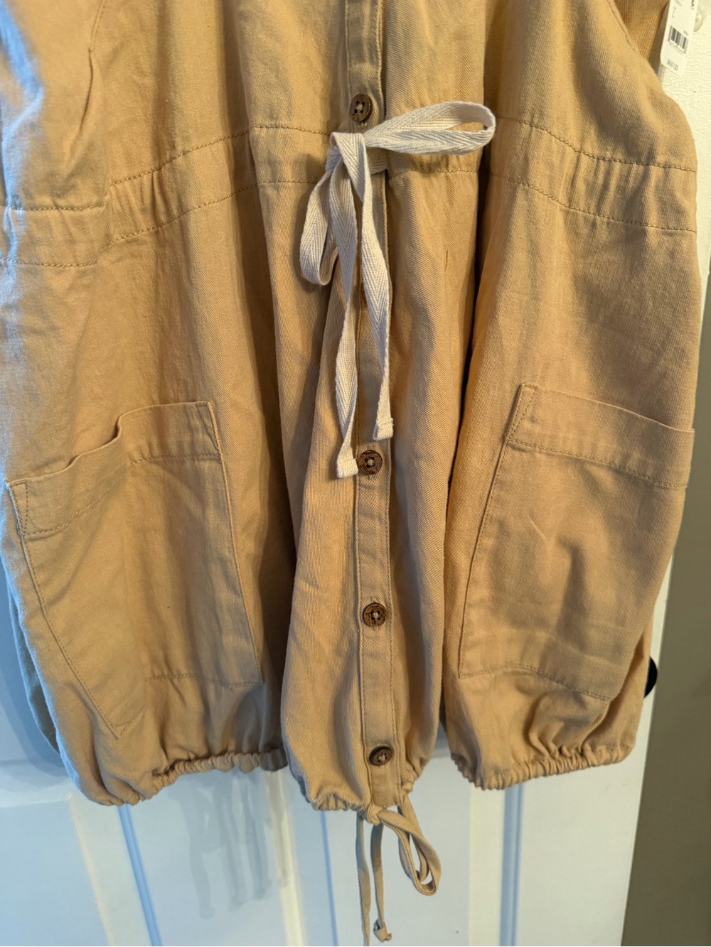 Free People Biscotti Tan Button-Front Drawstring Tank - Picture 8 of 10